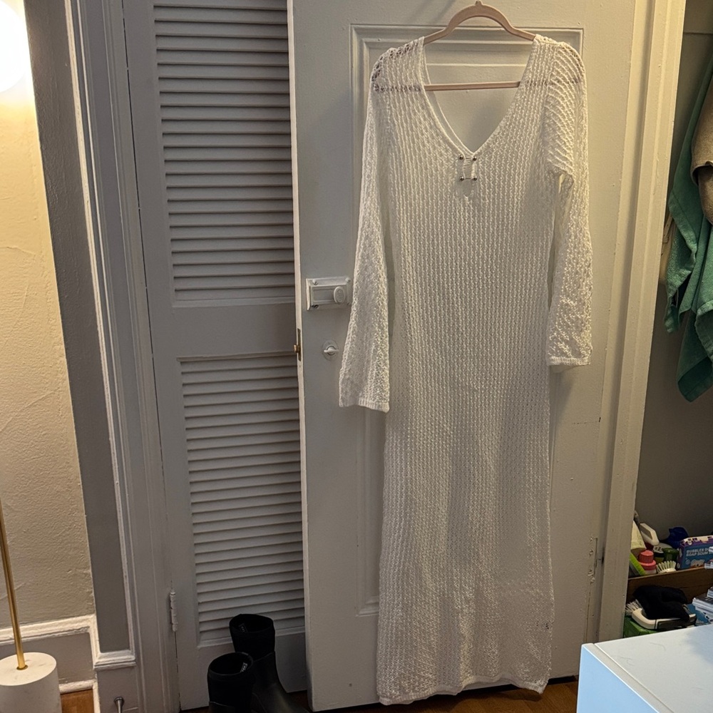 SHEIN White Knit Swim Coverup